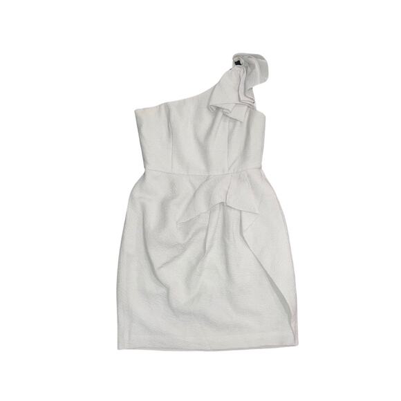 BCBGMAXAZRIA Dress Silver Audrey one shoulder mini dress prom wedding size 6 - Picture 1 of 4
